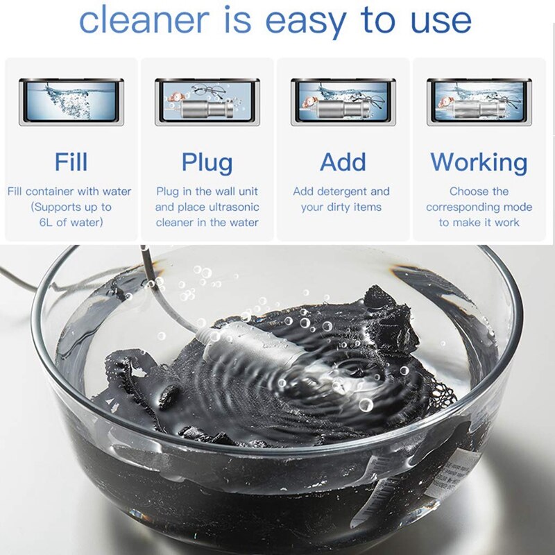 Jewelry Cleaner Mini Ultrasonic Cleaner Washing Machine for Fruit, Glass Denture, Jewelry Diamond Accessories