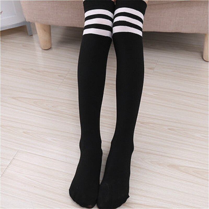 White School Girls Socks Velvet Knee High Long Socks Cartoon Star Heart Stripe Kid Black Princess Socks Kniekousen Meisje