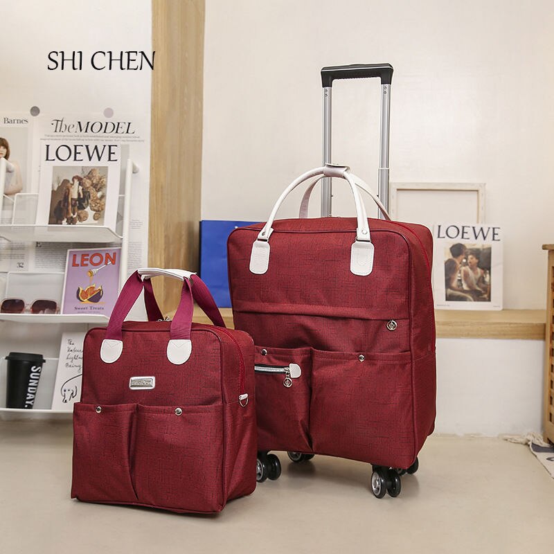 Women Trolley Luggage Rolling Suitcase Travel Hand Tie Rod Suit Casual Rolling Case Travel Bag Wheels Luggage Suitcase