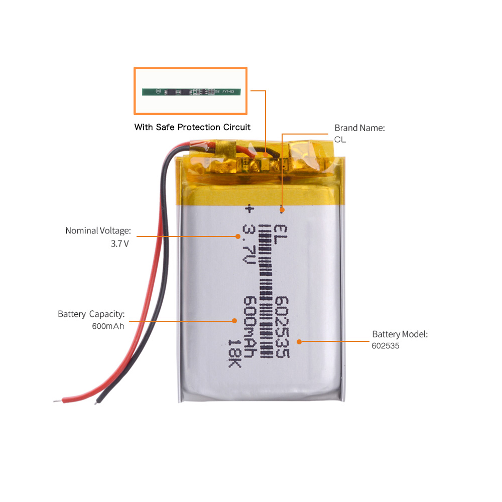 3.7V 600mAh 302535 402535 502535 602535 702535 802535 902535 102535 Batería Lipo de polímero de litio recargable para baseus Encok D02