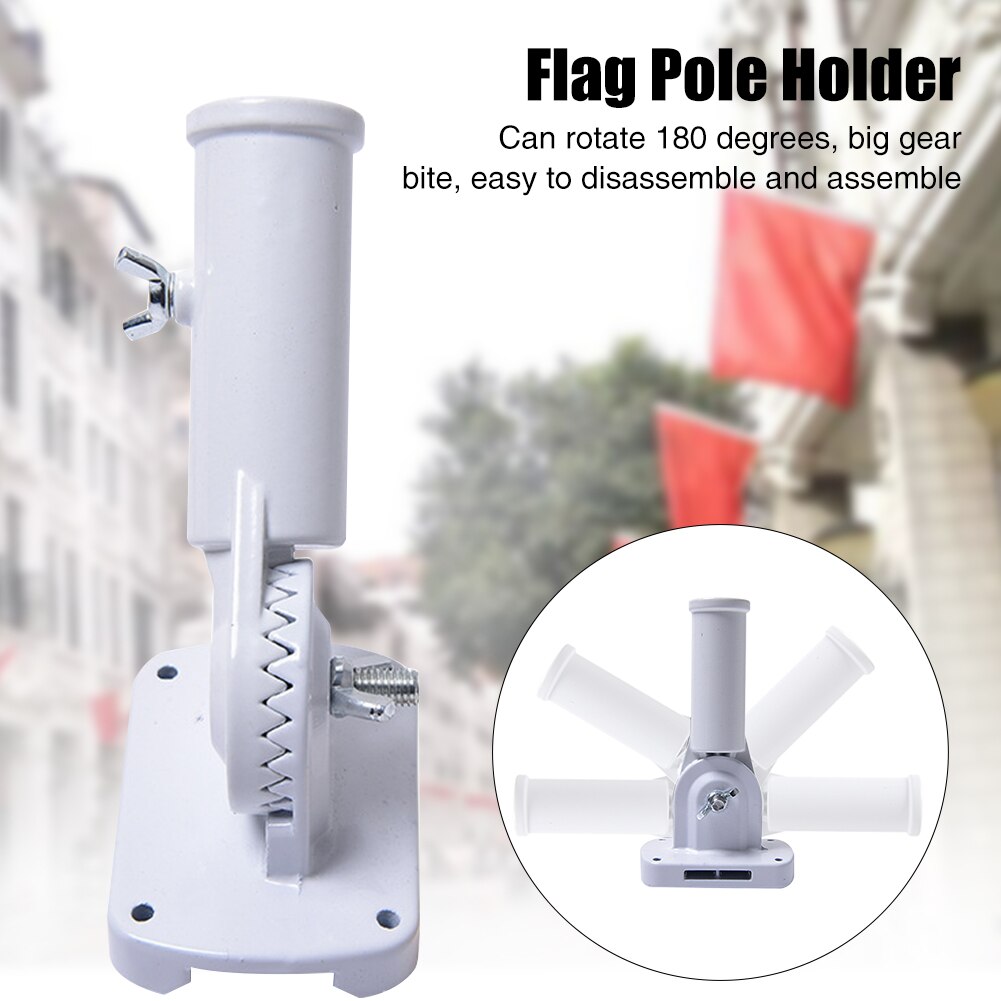 180 grados de rotación duradera soporte pantalla porche Patio con tornillos Windsock Base de soporte de poste para bandera ángulo ajustable montado en la pared