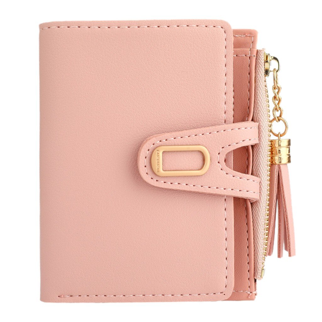 Lommebok kvinner utendørs trend ensfarget frynset skinnkortlommebok liten cartera mujer dropshipp кошелек женский #a20: Rosa