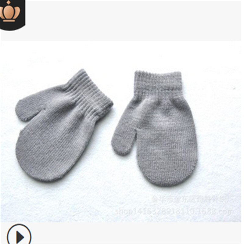 Søde børn baby dreng pige elastisk strikket varmere solide handsker vinter lille barn blød vant: Grå