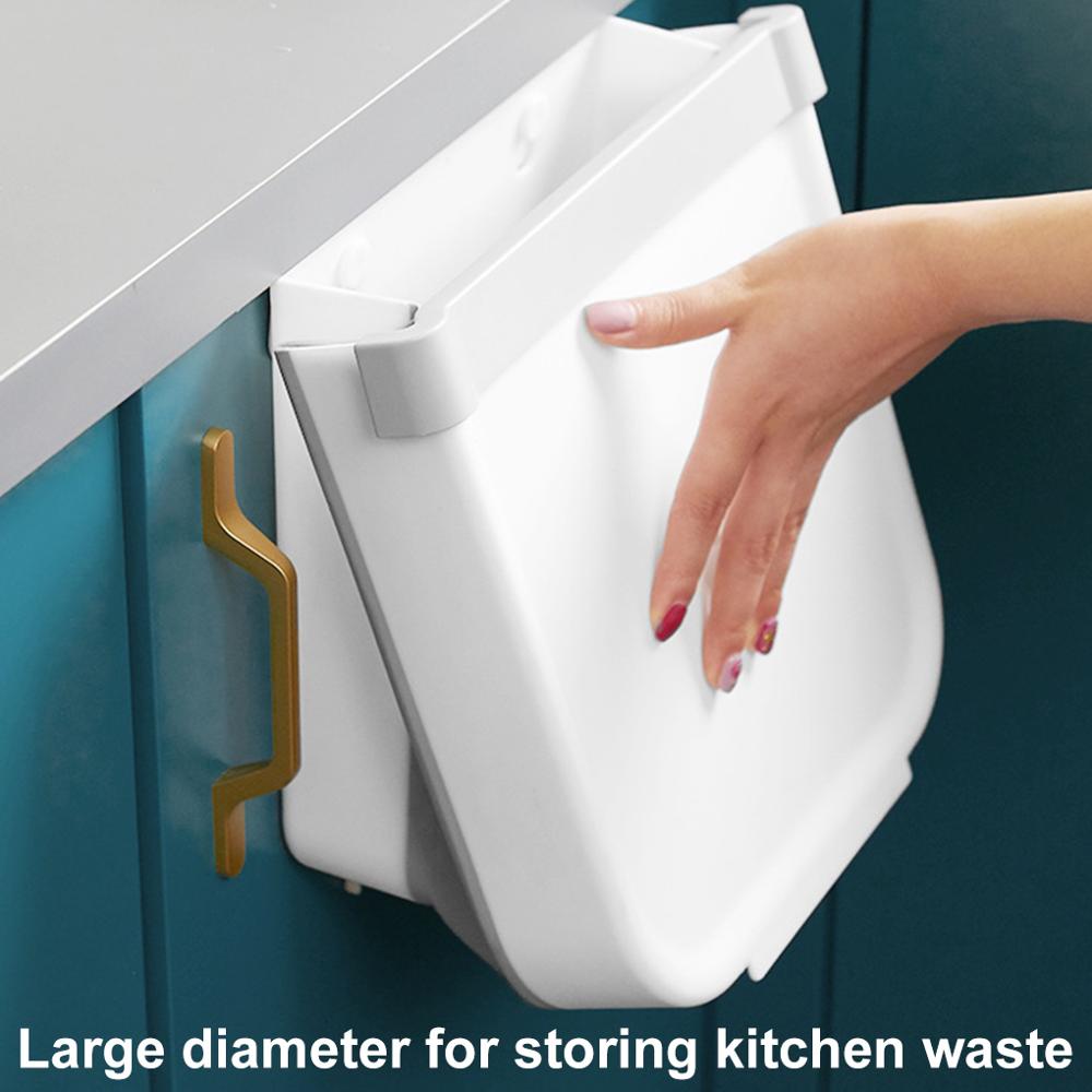 Cubo de basura plegable cubo basura colgar gratis perforar cubo de basura para cocina armario puerta cajón dormitorio residuos caja de almacenamiento
