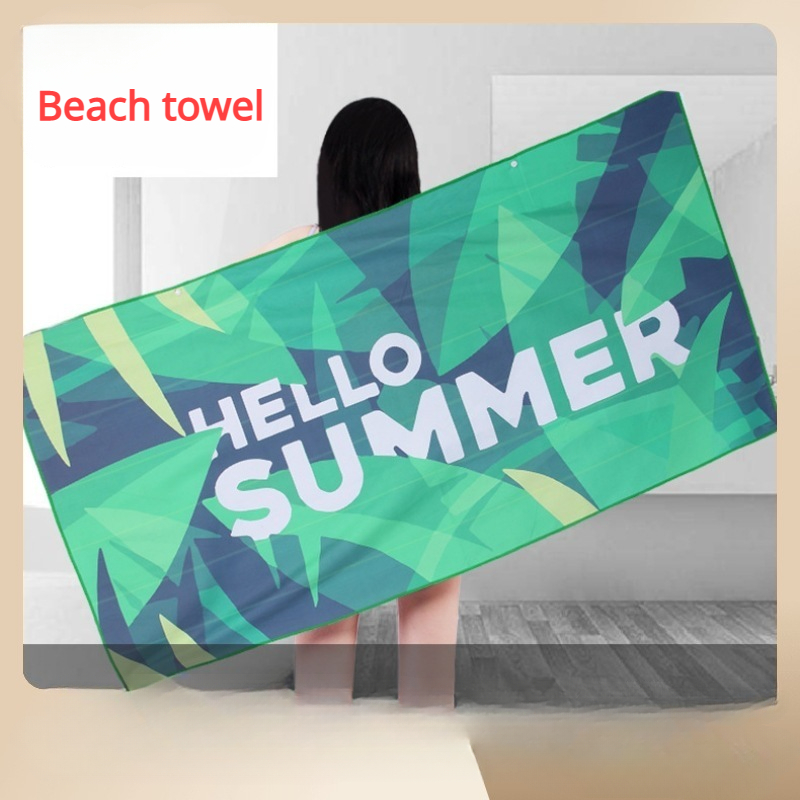 Toalla de playa de terciopelo de doble cara de microfibra, secado rápido, Impresión de absorción de agua, baño, natación, chal a prueba de sol