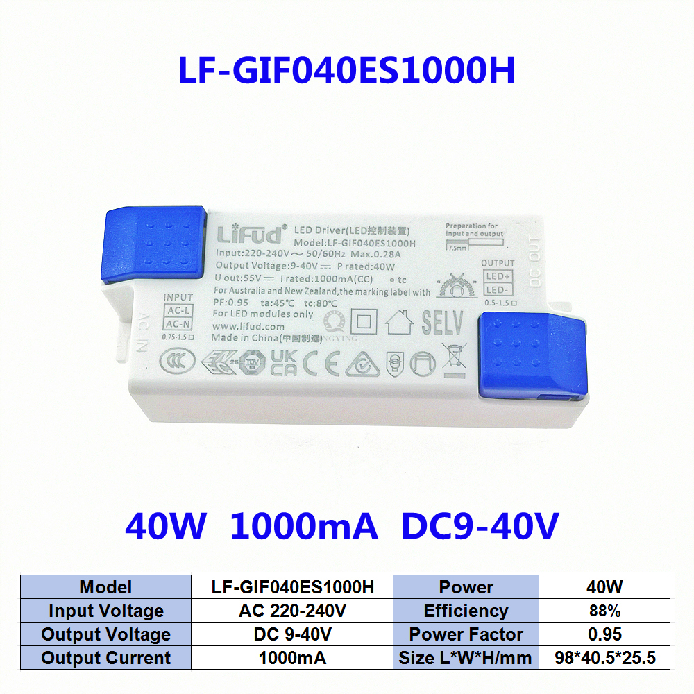 220v lifud-led-ohjainta  dc9-42v 25w-40w lf-gifxxxes 600ma 700ma 750ma 800ma 850ma 900ma 950ma 1000ma 1050ma valaistusmuuntaja: Norsunluu