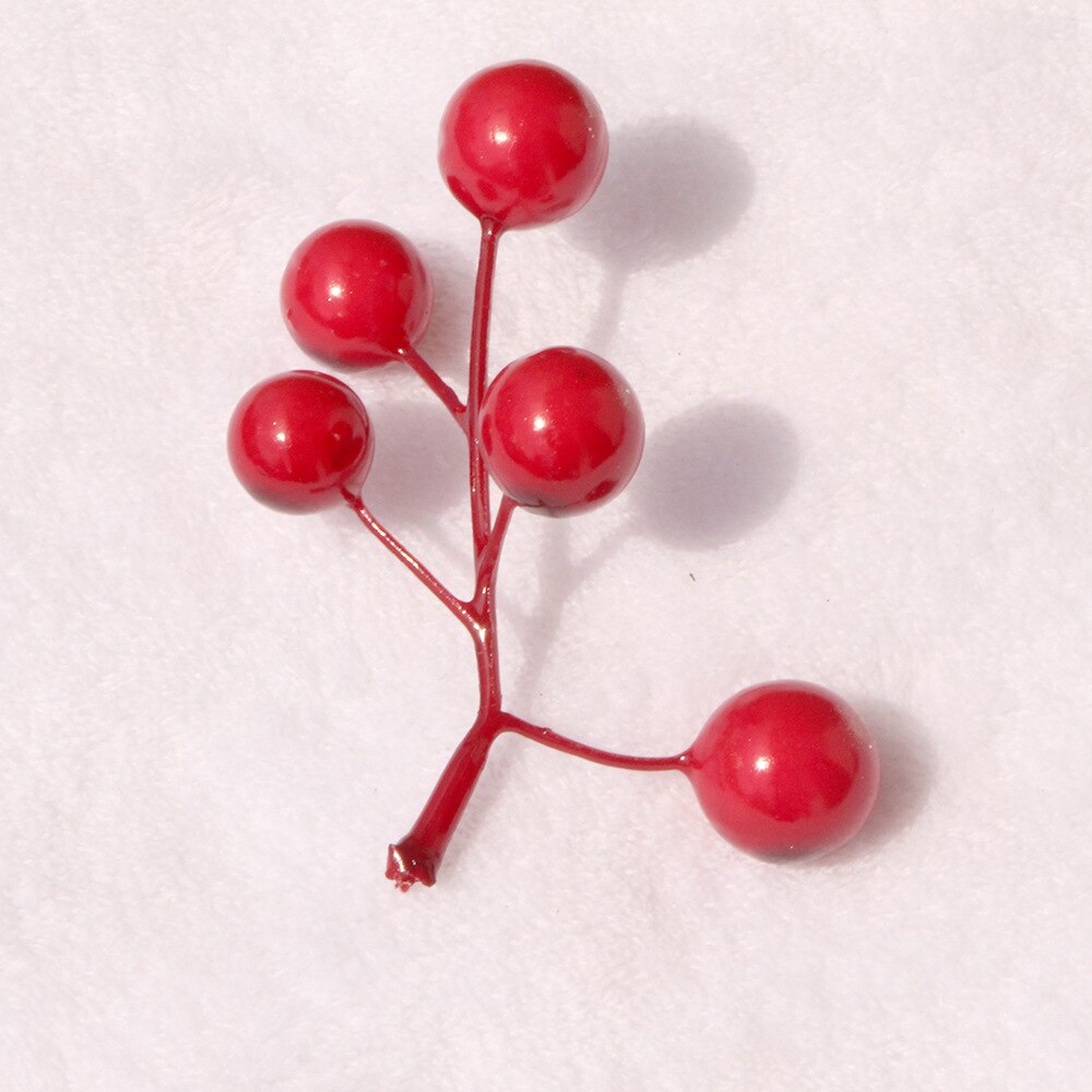 1Branche Flower Branch with 4 7 14 pcs Simulation Red Berry Christmas Decorations Home Decor DIY Accessories: 5pcs Red Berry