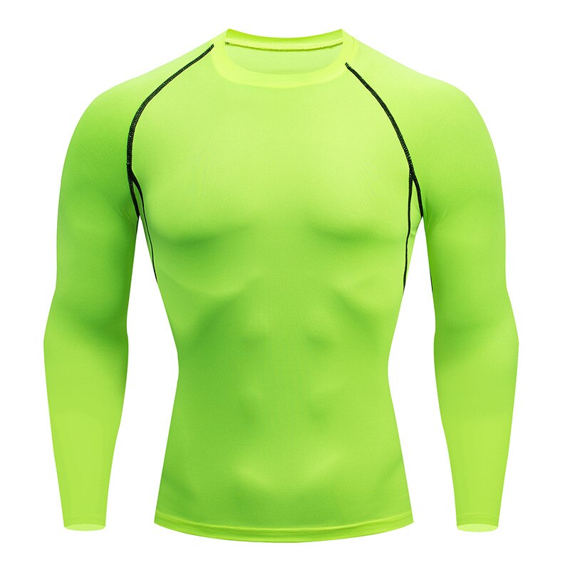 Plus Size Mannen Compressie Sport T-shirt Top Lange Mouwen Gym Running Kleding Fitness Strakke Sportkleding Wandelen Sweatshirt: Green / Xxxl