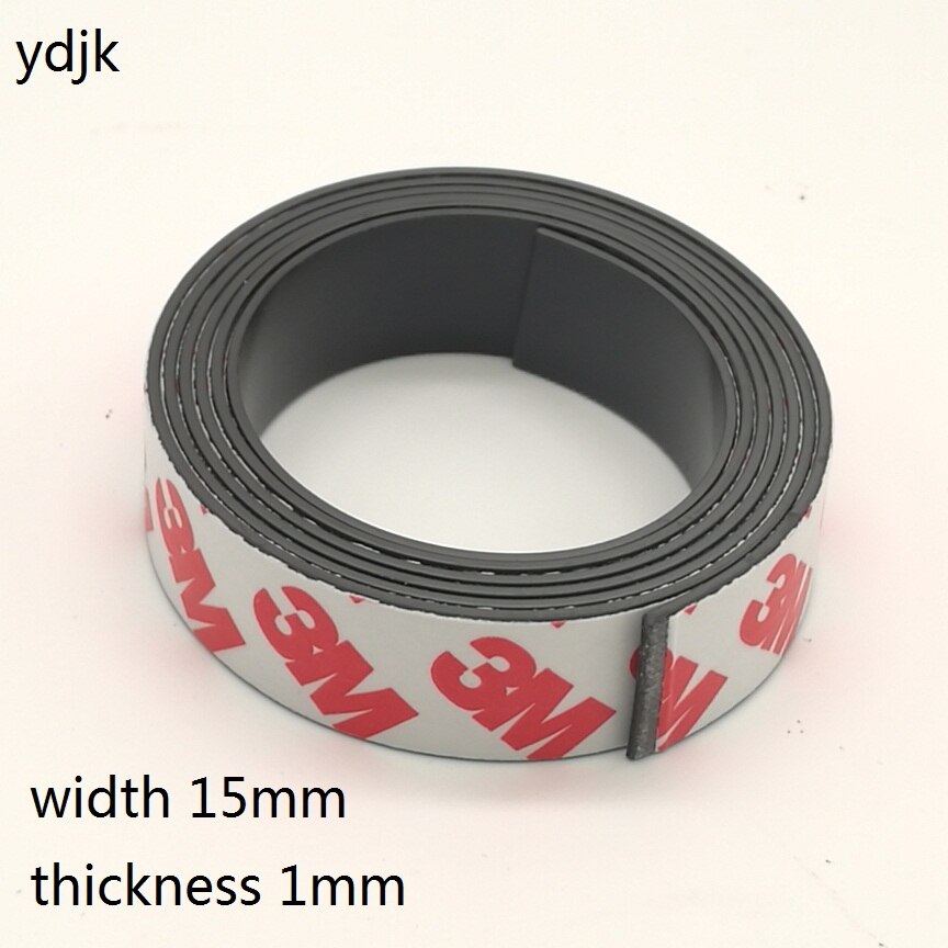 10 meters/partij Anisotrope Rubber Magneet 15*1mm zelfklevende Flexibele Magnetische Strip Tape breedte 15mm dikte 1mm 15x1mm
