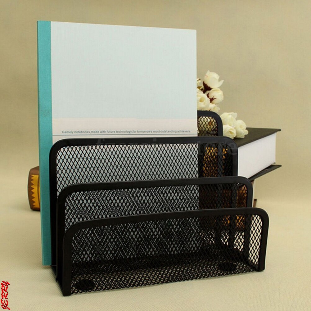 1 stk sort tråd tre bogstavsfil til mattebøger notesblokholder til skole hjemmekontor skrivebord indretning kontorartikler