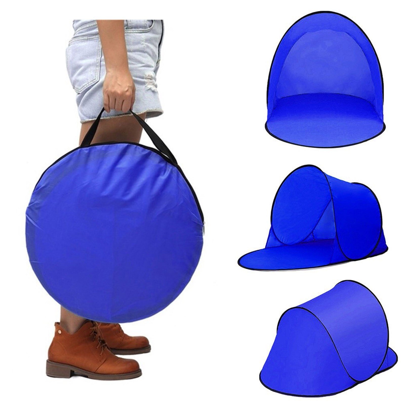Tragbares outdoor-zelt, uv-beständiges strandzelt, campingzelt, pop-up-aufbau, strandmatte, automatisch faltbar, für 1-2 personen