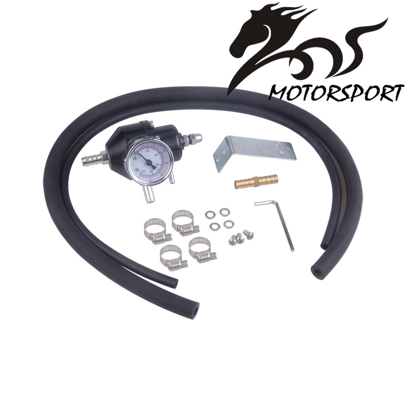 Universal Car Adjustable Fuel Pressure Regulator with Gauge black