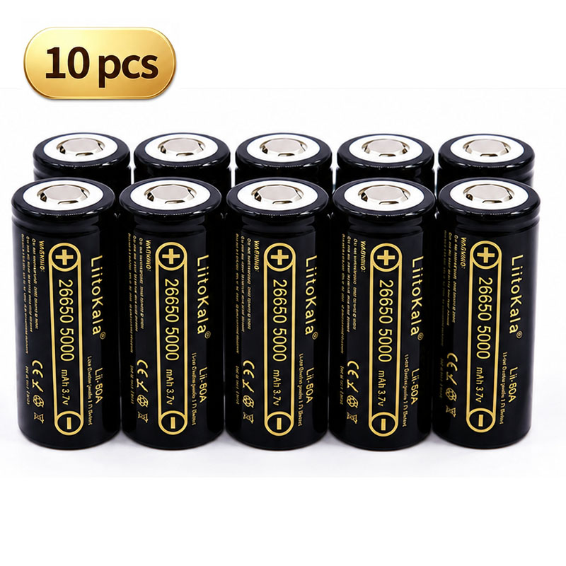 1-10pcs LiitoKala Lii-50A 26650 5000mAh High Capacity 3.7V Lithium Battery For Flashlight Li-ion Rechargeable Battery 26650-50A