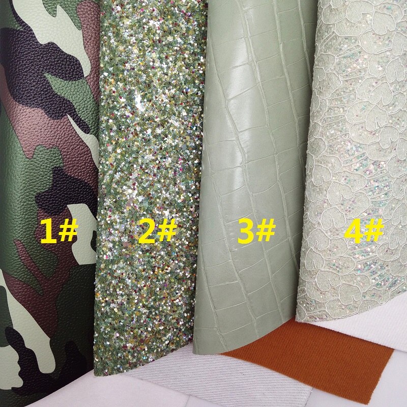 Gemengde Kleuren Glitter Leer, Camousflage Gedrukt Faux Leer, kant Glitter Leer Voor Boog A4 21X29Cm Twinkling Ming KM084: 1 set