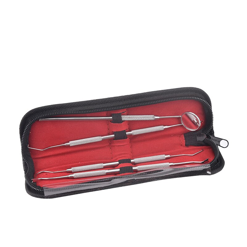 Firedelt sett seksdelt sett til alternativer tannmaterialer tanninstrumenter periodontalt instrument curette sonde: Brun