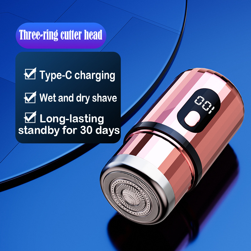 Mini-Elektrorasierer, wiederaufladbarer USB-C-Rasierer, wasserdichter tragbarer Rasierer, leistungsstarker kabelloser Rasierer für den Heimgebrauch auf Reisen: Rosa