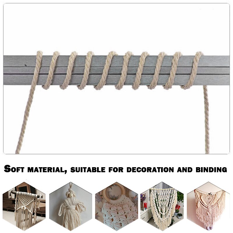 3mm 4mm 5mm 6mm Macrame Rope Twisted String Cotton Cord For Handmade Natural Beige Rope DIY Home Wedding Accessories