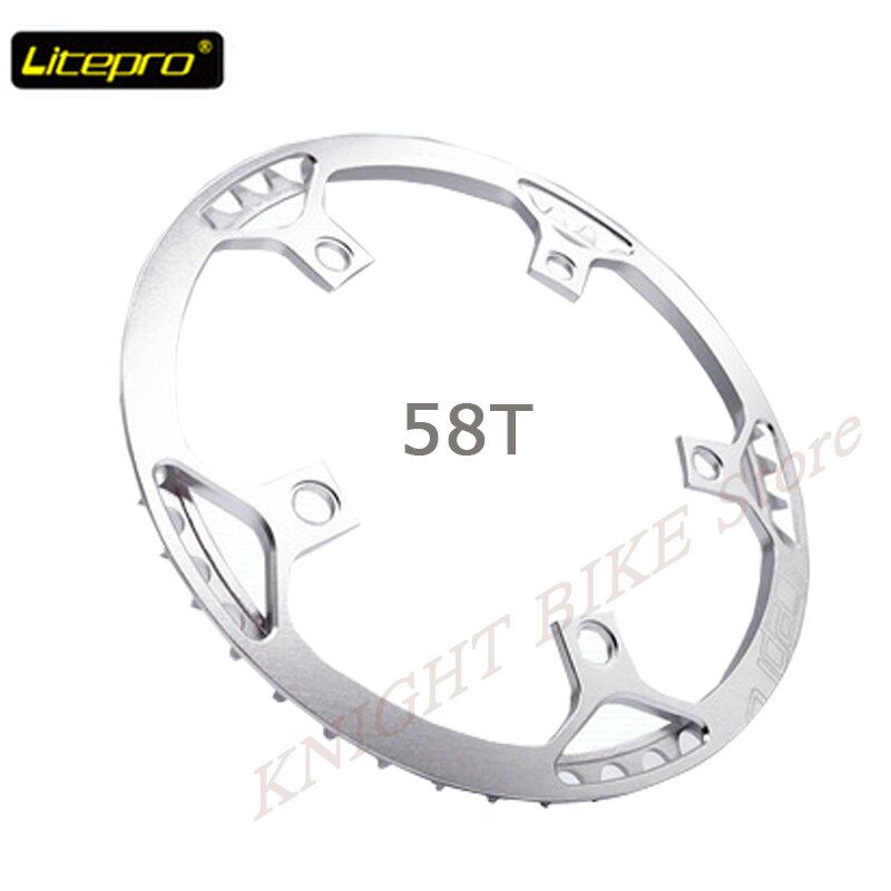 Litepro Neue Ultraleicht 130 BCD 45T 47T 53T 56T 58T A7075 Legierung BMX Kettenblatt Falten fahrrad BMX Kettenblatt Fahrrad Kurbel Zahn: 58T Silber-