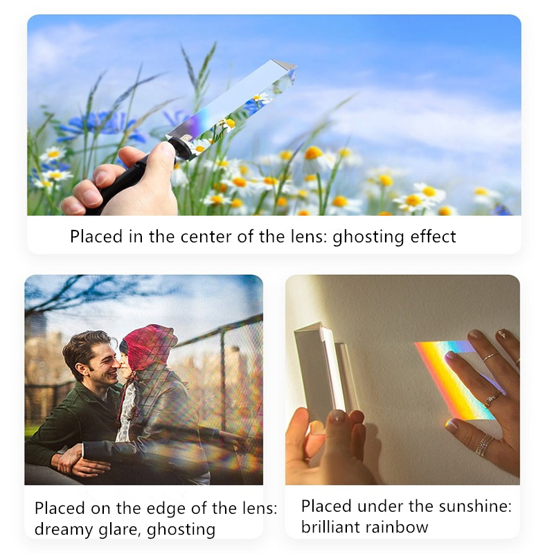 Triangular Prism Optical Glass Rainbow Photo Photography Props Seven-Color Light Triangle Kaleidoscope Polygonal Prism