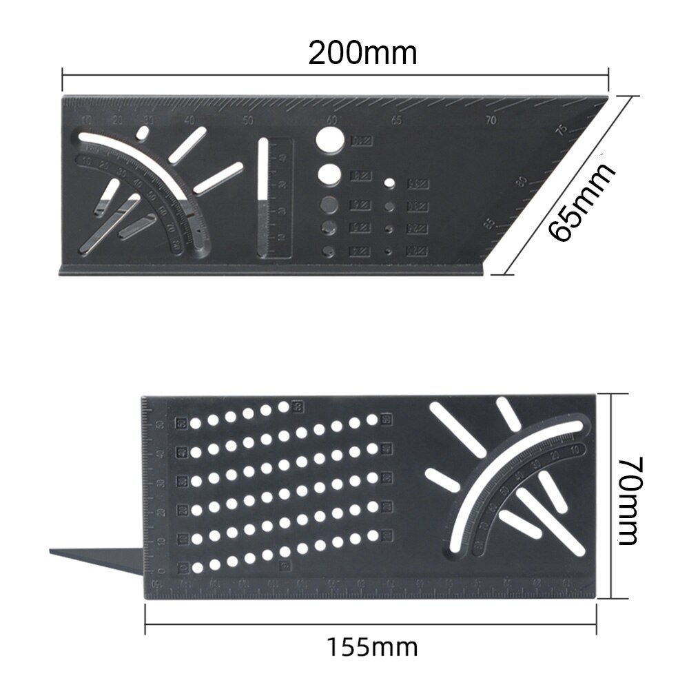 Medidor de ángulo de inglete 3D para carpintería, herramienta de medida de tamaño cuadrado con regla de calibre, herramientas de calibrador Métrico