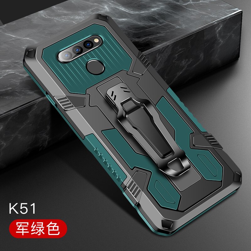 Armor Case for LG K51 Case Q51 Cover Shockproof Belt Clip Holster Cover for LG Q51 LM-Q510N K51 Couque Funda Capa: For LG Q51 / Dark Green