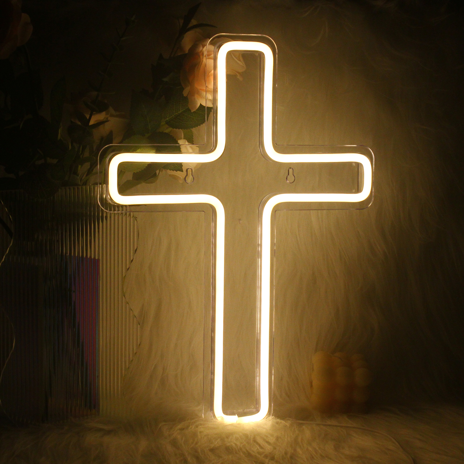 Wanxing-señal de neón LED en forma de cruz, USB con interruptor, lámpara colgante de arte de pared para vacaciones, Bar, boda, , Club, decoración de la habitación del hogar