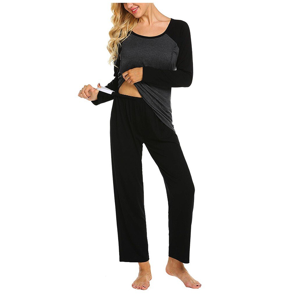 Vrouwen Moederschap Lange Mouw Verpleging Baby T-shirt Tops + Broek Pyjama Set Pak Mode