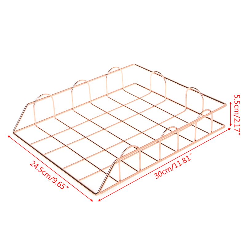 Folding Wrought Iron Letter Magazine Newspaper Holder Storage Rack File Tray for Office Desk Organizer Supplies