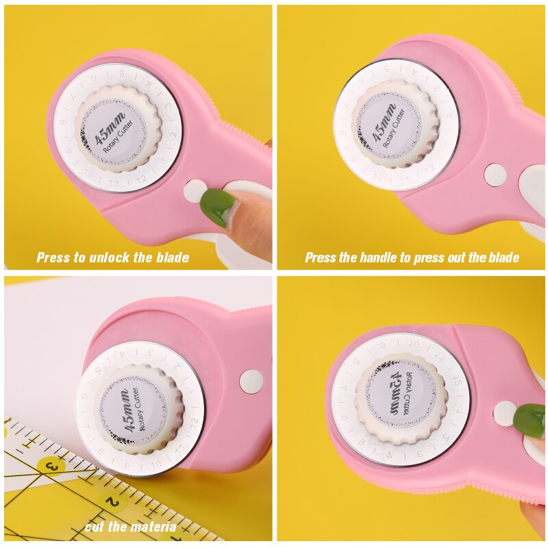 LMDZ 45mm Cutting Ruller Rotary Cutter And Replacement Blades Fabric Patchwork Leather Crafts Cutting Mat Leather Cutting Tools