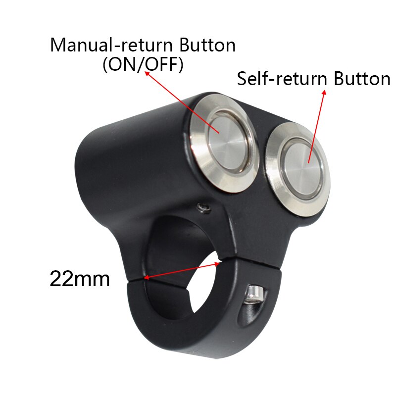 Aluminum 22mm 25mm Motorcycle Switches Headlight Hazard Brake Fog Light ON OFF Control Double Switch With Yellow Indicator Light: Self ON-OFF(22mm)