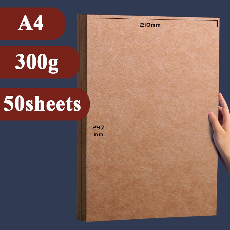 A4 Brown kraft paper Cardstock Paperboard Handmade DIY Package Watercolor Painting Origami crafts 20 50 sheets pack: A4 300g 50 sheets