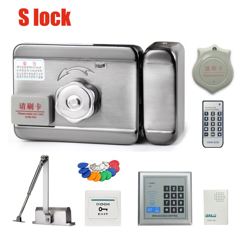 Automatic Door Closers Security System Keypad RFD Door Access Control System Wifi Access Control RFID Reader Electronic Lock Kit: S kit F