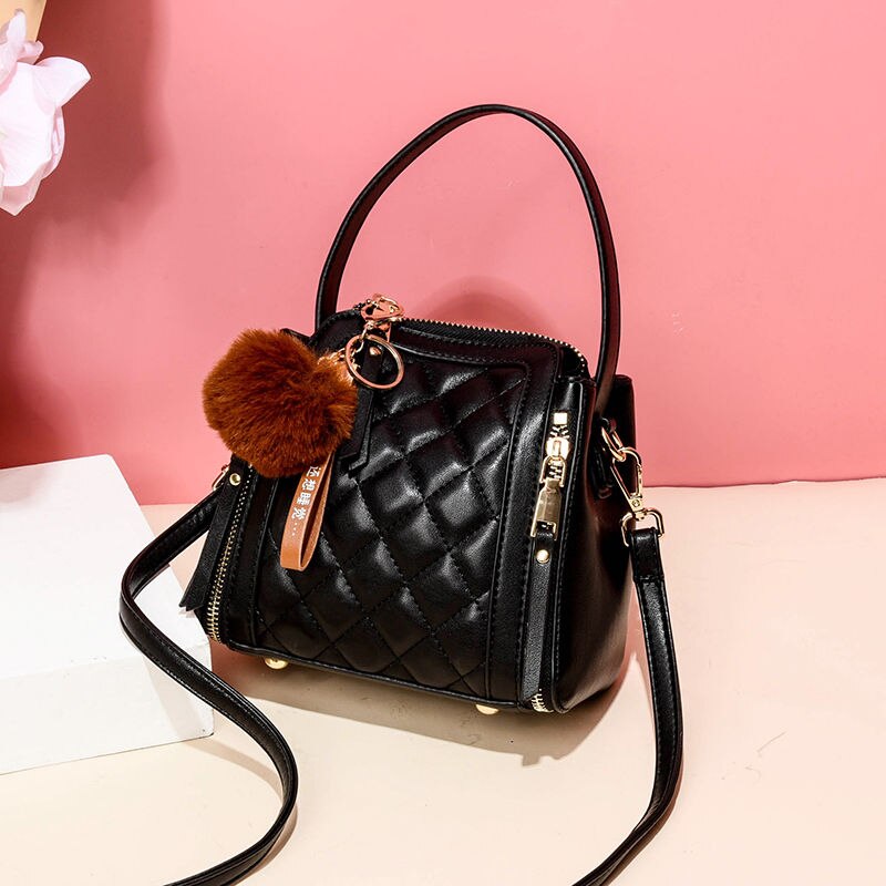 Sacs de seau de luxe femmes sac à main en cuir capacité décontracté sacs à bandoulière dames sacs à main et sacs à main avec pendentif: 198 small black