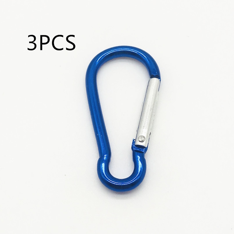 10Pcs M6 Kleur Karabijnhaken Aluminium Carabiner Spring Snap Clip Haken Sleutelhanger Klimmen Karabijnhaak Voor Sleutels Camping Gereedschap: 3pcs Blue