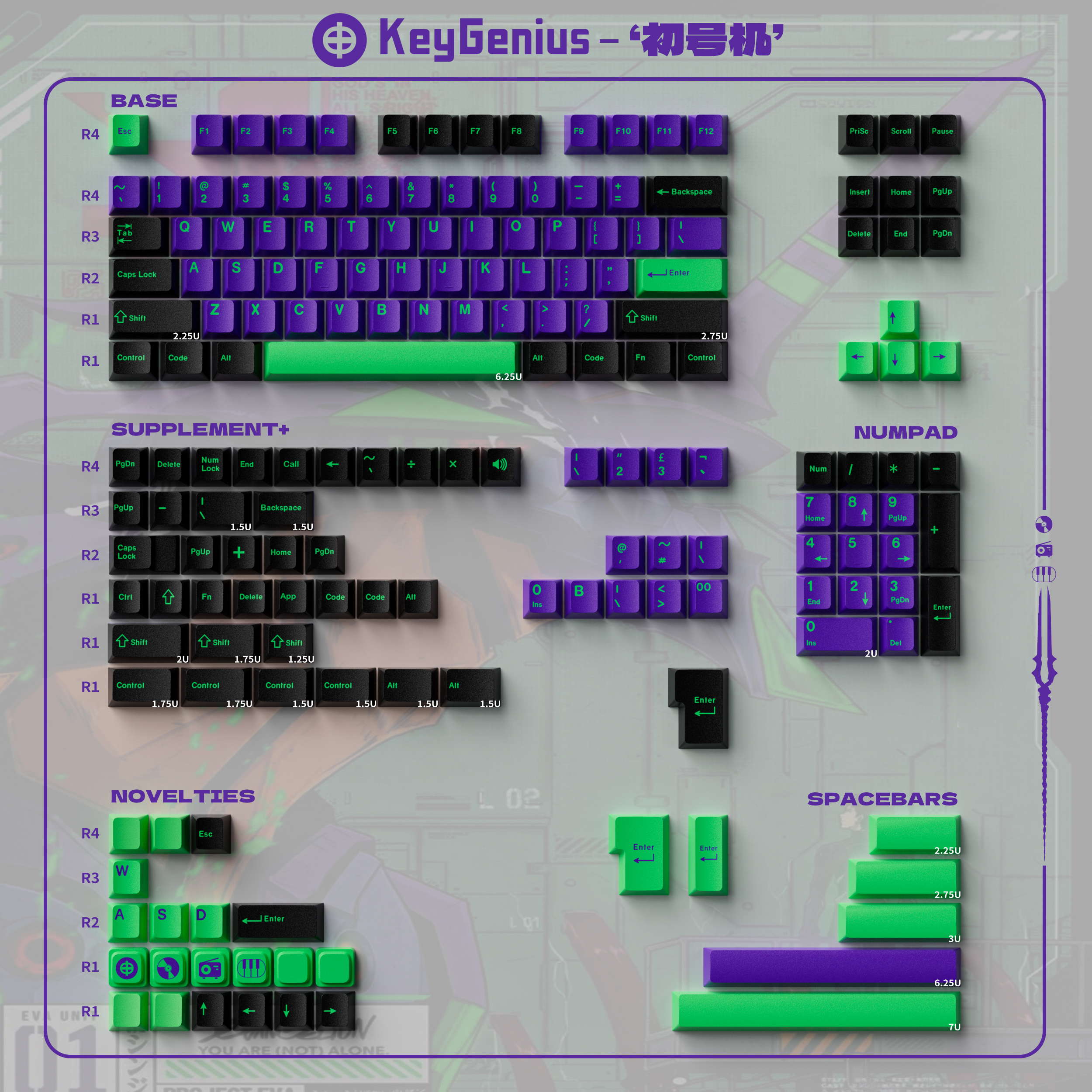 180 taster gmk-kloner, mecha -01, eva-taster, cherry profile double shot-taster til mx-switch, iso-enter, 7u taster
