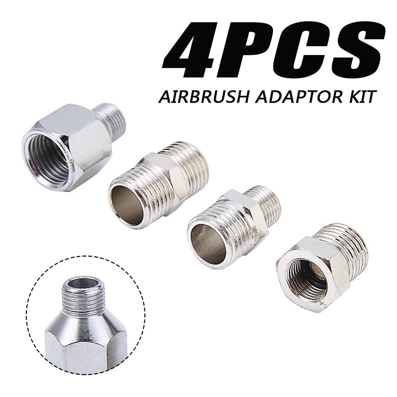 Kit de adaptador de aerógrafo, juego de conectores plateados para compresor y manguera de aerógrafo, adaptadores, suministros de herramientas, accesorios, 4 Uds.