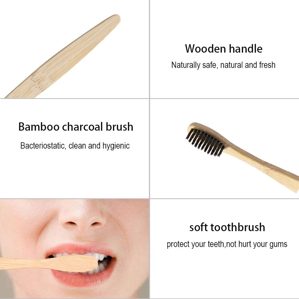 10 Stks/set Milieu Bamboe Houtskool Tandenborstels Houten Handvat Tandenborstel Eco Vriendelijke Oral Care Zachte Haren Tandenborstel