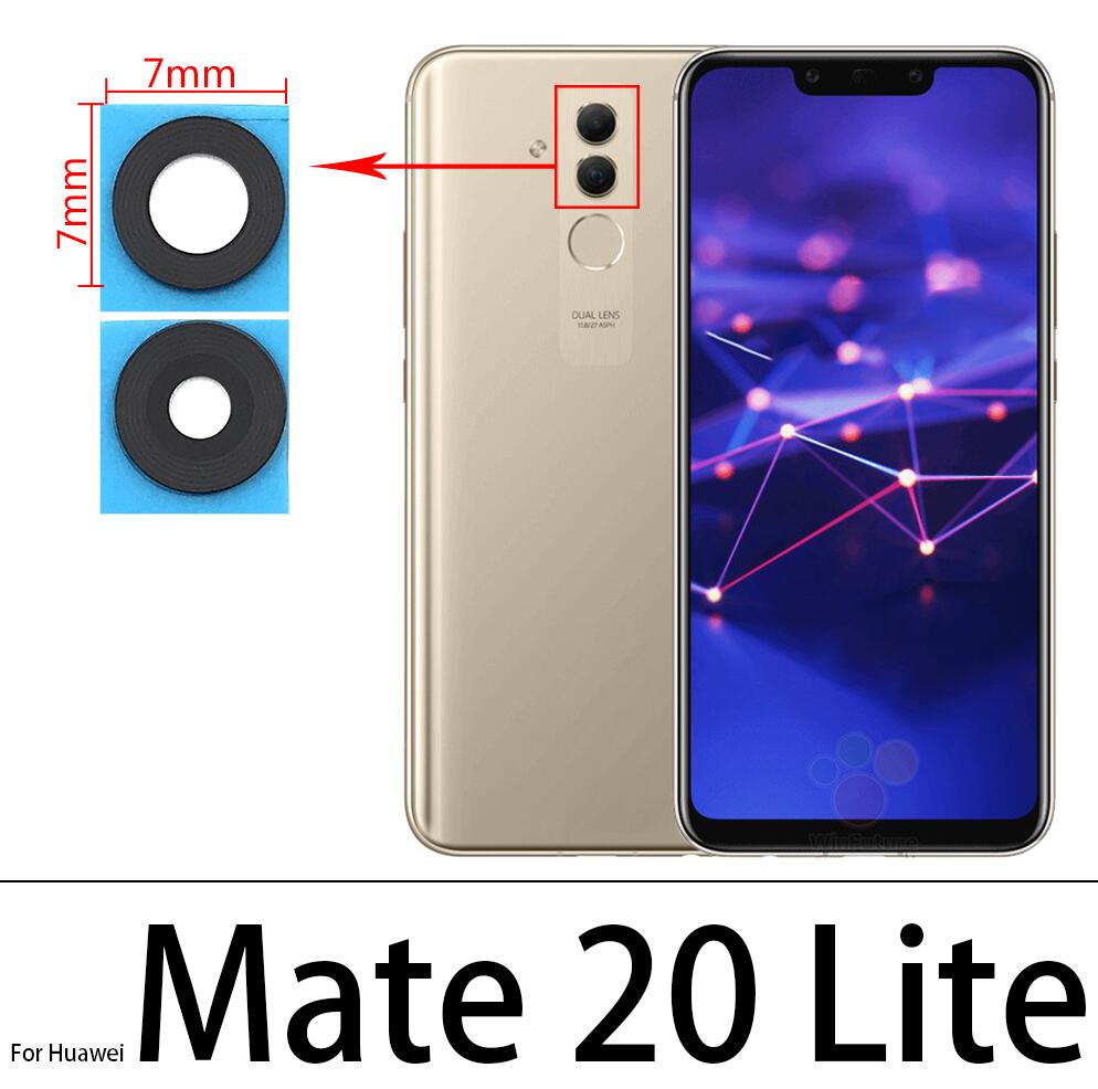 Huawei Mate 9 30 40 pro 10 20 lite 20x用のオリジナルのリアカメラガラス,接着剤付き交換ツール,2個: Mate 20 Lite