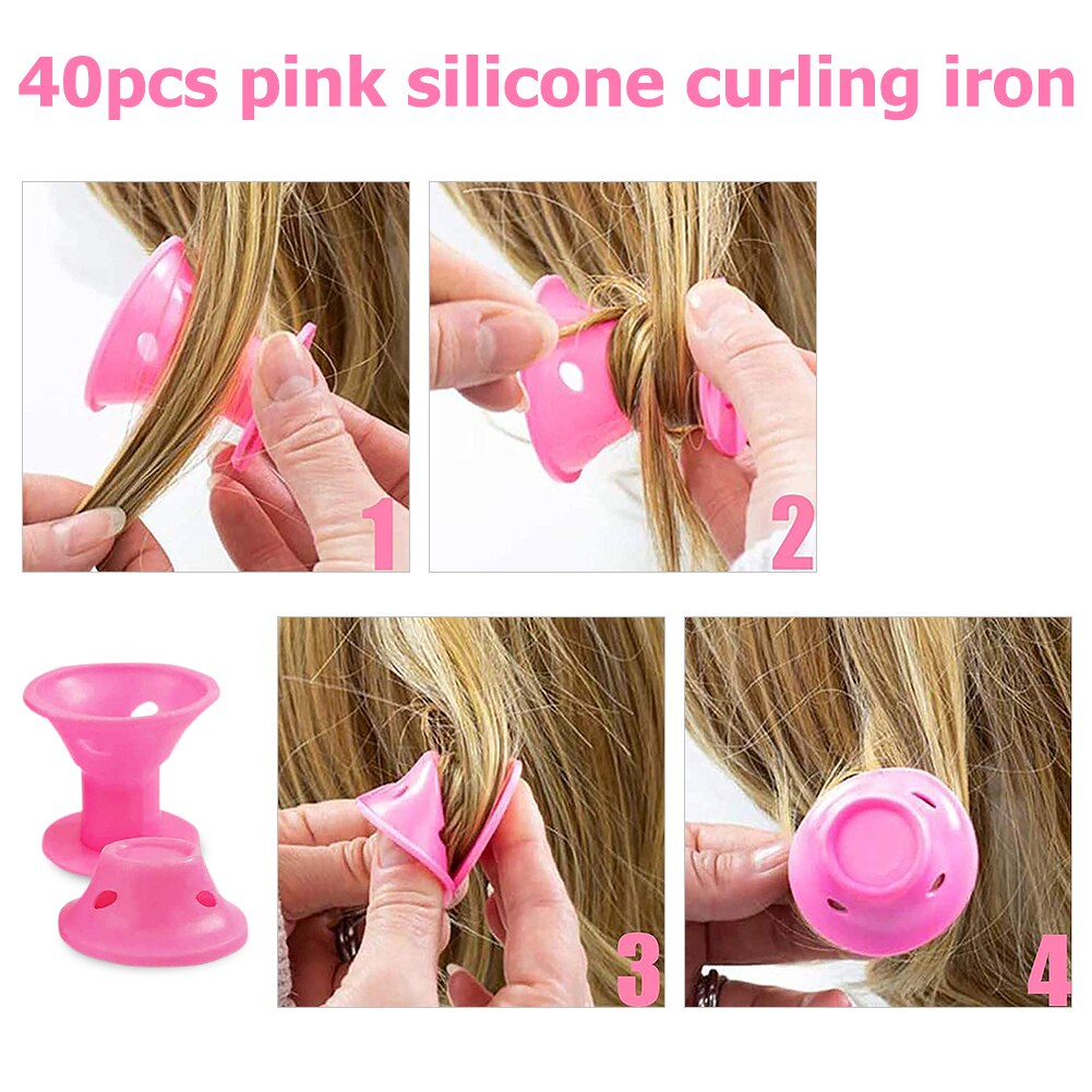 Silikonowe kobiety śpiące dzwon Curler narzędzia robić włosów 40 sztuk grzyb fryzura wałek trwała ondulacja łatwe w użyciu praktyczne narzędzia robić stylizacji włosów