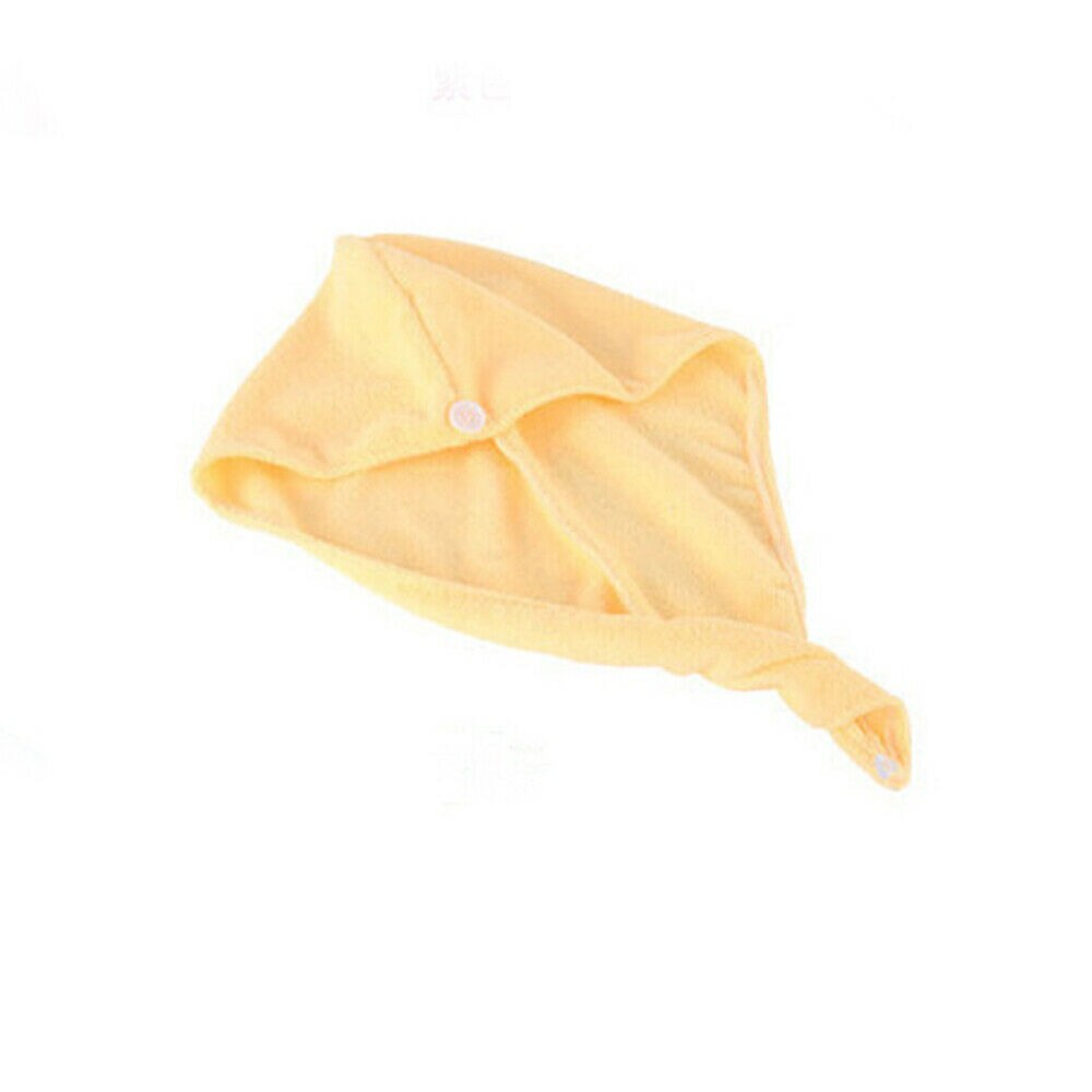 Toalla de secado de pelo de microfibra, turbante para la cabeza, gorro para moño, para la ducha, Color sólido: YELLOW
