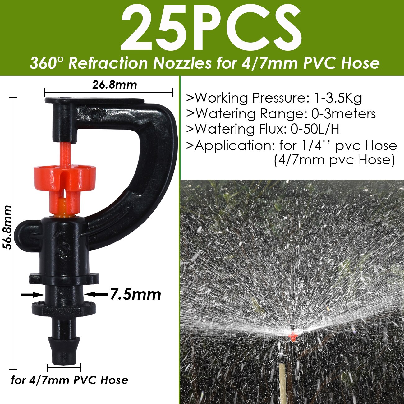 Ogród 4/7mm nawadniania kropelkowego Dripper obrotowy dysza rozpylać podlewanie zraszacz emitery dla 1/4w króciec robić węża złącza szklarnia