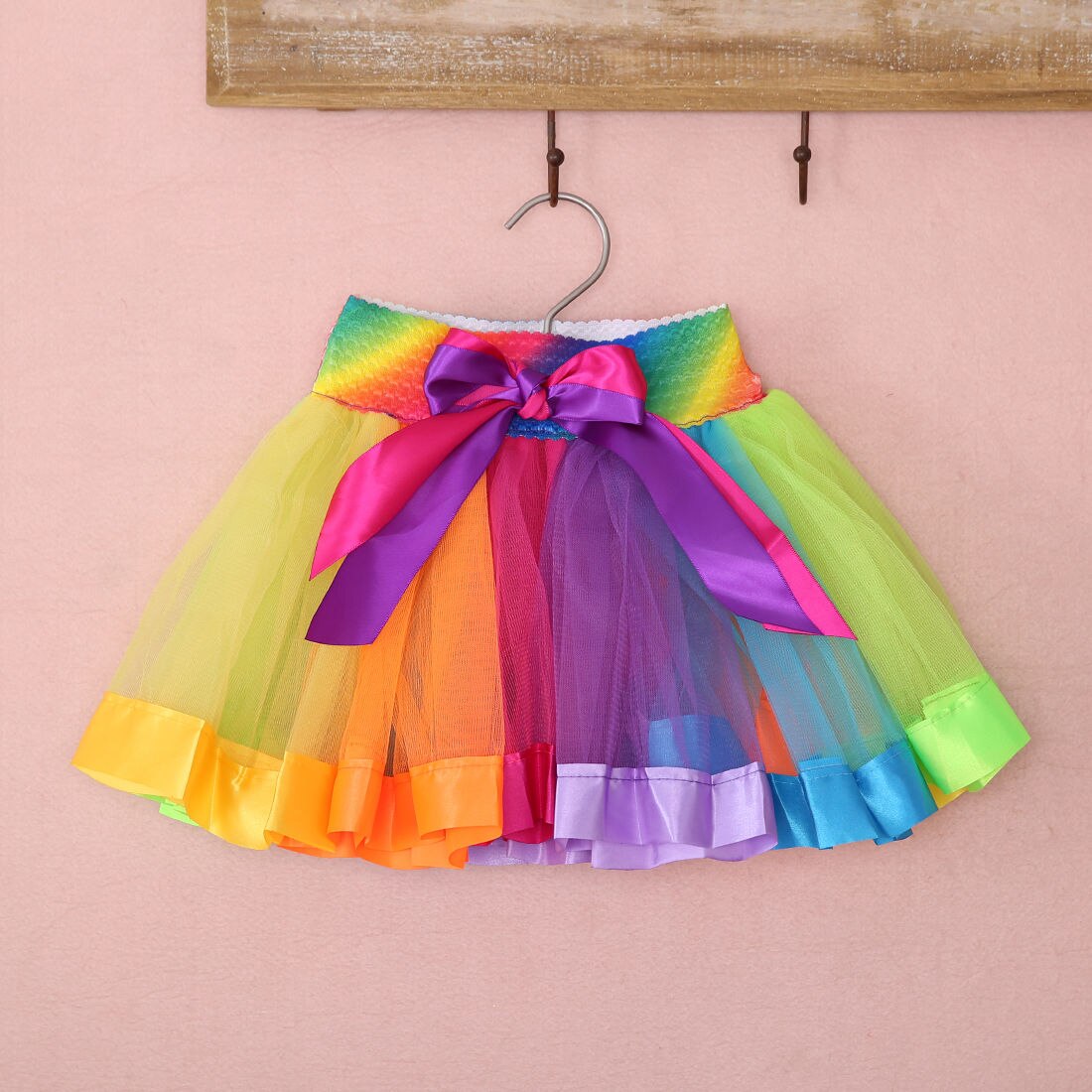 lässig Hübsche Regenbogen Mädchen freundlicher Baby Regenbogen Ballettröckchen-Felsen Parteikostüm Kostüm Ballettröckchen Spitze 0-8Y UNS