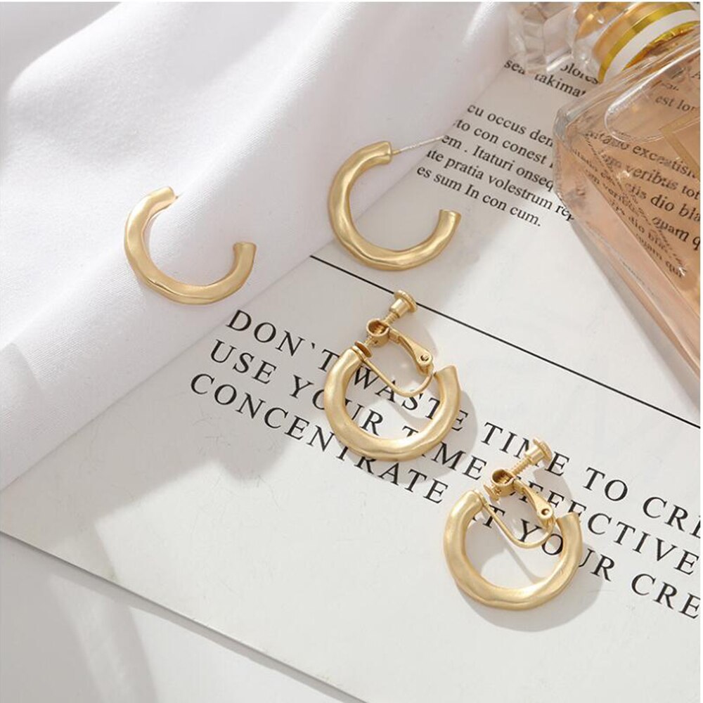 Grace Juni Korea Stijl Hoop Koper Materiaal Geometrische Clip Op Oorbellen Zonder Doorboord Elegante Manchet Hypoallergeen Oor Clip