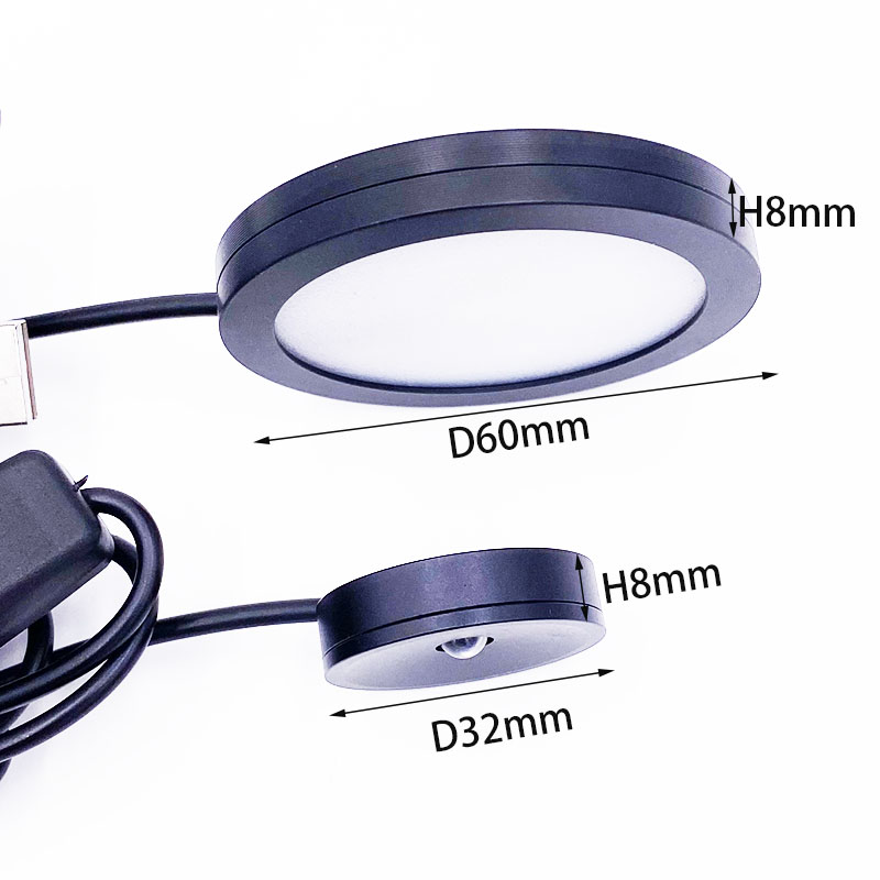Hyuduo Mini Faretto LED Dimmerabile 5V USB – Illuminazione Per Vetrine E Armadi, Con Cavo 2m, Kit Di Montaggio Incluso