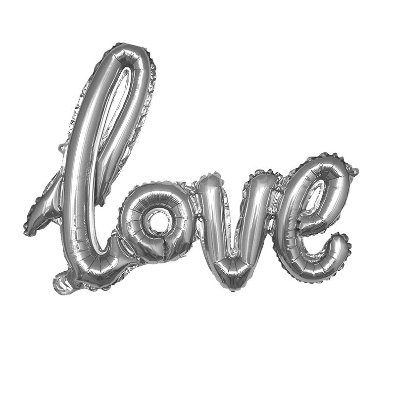 1set Rose Gold linking Hello Letter Foil Balloons Baby Shower 1st First Happy Birthday Party Decoration Balloons Air Globos: Silver Love