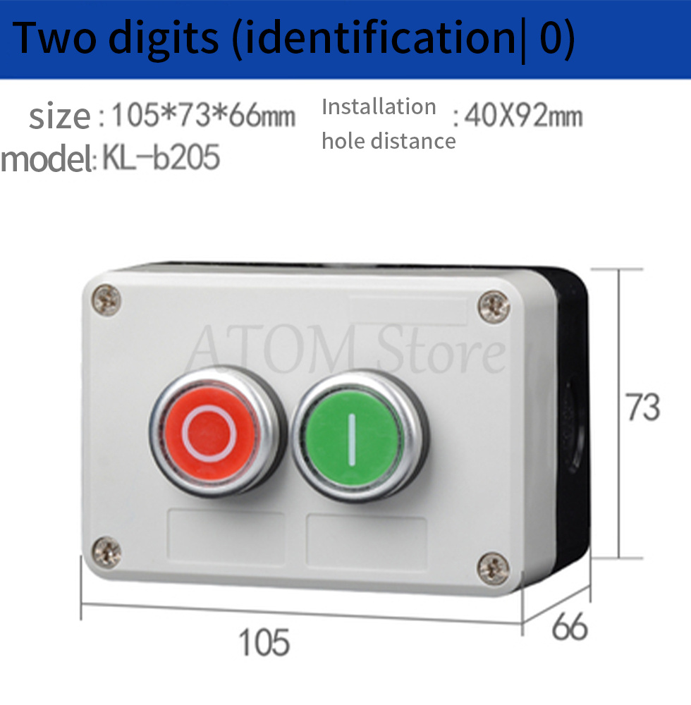 Button switch control box emergency stop waterproof button indicator box plastic start electric box: Silver