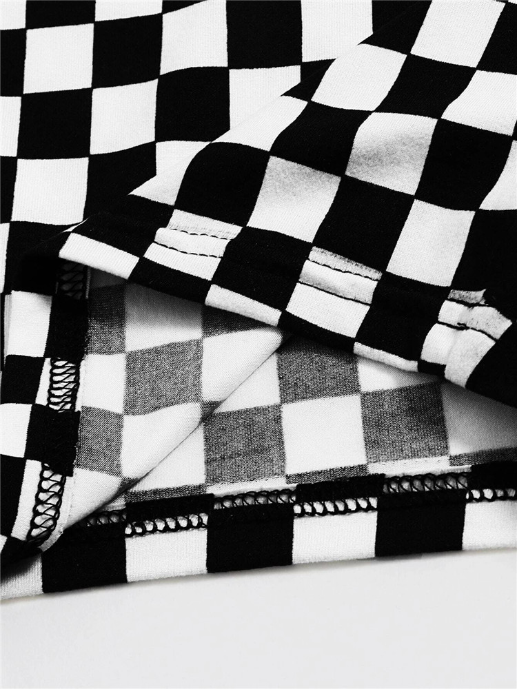 Y2K Dambord Plaid Patroon Crop Top Vrouwen Streetwear Zomer Bodycon Tank Top Shirts Zwart En Witte Kleur Blok Clubwear