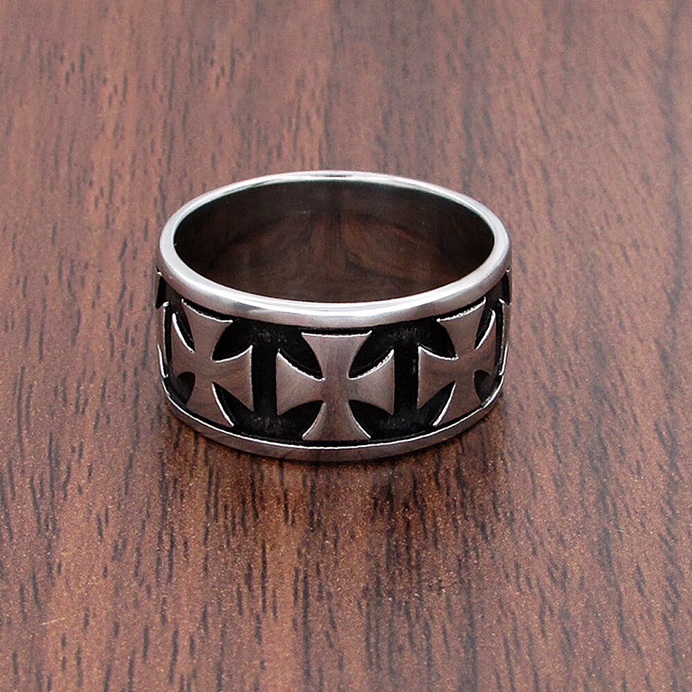 Anillo de acero inoxidable con cruz de hierro para hombre y niño, accesorio sencillo y redondo, estilo Retro, alemán, Punk, de , joyería, talla 8-13