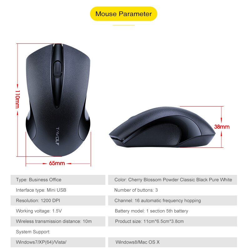 1200DPI Ergonomic Business Office Mouse 2.4GHz Wireless Mouse Wireless Computer Mouse For PC Laptop Computer Peripheral