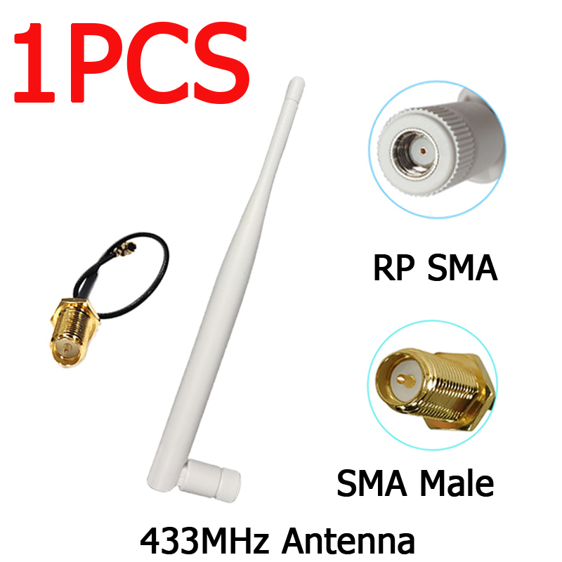 433 MHz lora Antenne 5dbi SMA Stecker 433 mhz IOT antena wasserdichte gerichtet antenne + 21cm RP-SMA/u.FL Zopf Kabel: 1Stck  FC